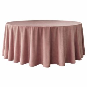 Bruny róż - okrągły obr Obrus welurowy okrągły brudny róż / dusty pink <br/> śr. 330 cm