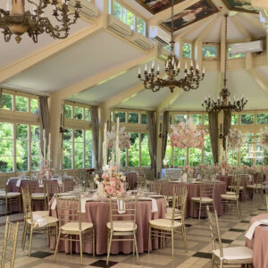 IMG_4221 Obrus welurowy okrągły brudny róż / dusty pink <br/> śr. 330 cm