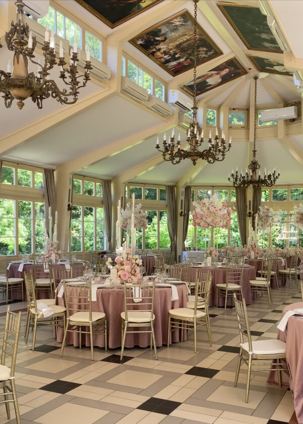 IMG_4221 Obrus welurowy okrągły brudny róż / dusty pink <br/> śr. 330 cm