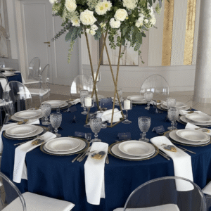 IMG_5082 Obrus welurowy okrągły granatowy <br/> śr. 330 cm