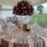 Obrus welurowy, okrągły w kolorze brudnego różu / dusty pink o średnicy 330 cm - obrazek 7
