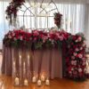 Obrus welurowy, okrągły w kolorze brudnego różu / dusty pink o średnicy 330 cm