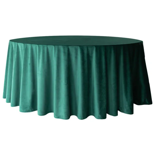 but. zielen 1 Obrus welurowy okrągły butelkowa zieleń <br/> śr. 330 cm