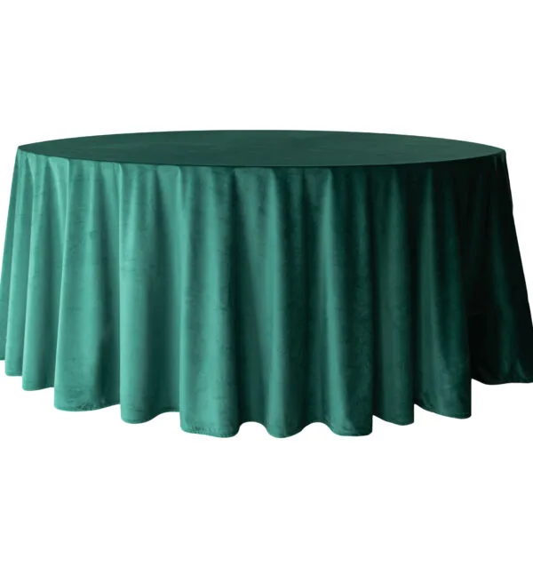 but. zielen 1 Obrus welurowy okrągły butelkowa zieleń <br/> śr. 330 cm