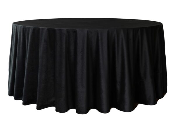 Obrus welurowy, okrągły w kolorze czarnym o średnicy 330 cm
