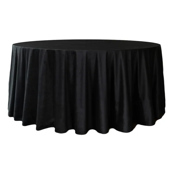 czarne o1 Obrus welurowy okrągły czarny <br/> śr. 330 cm