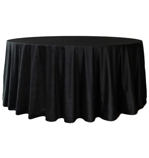 czarne o1 Obrus welurowy okrągły czarny <br/> śr. 330 cm