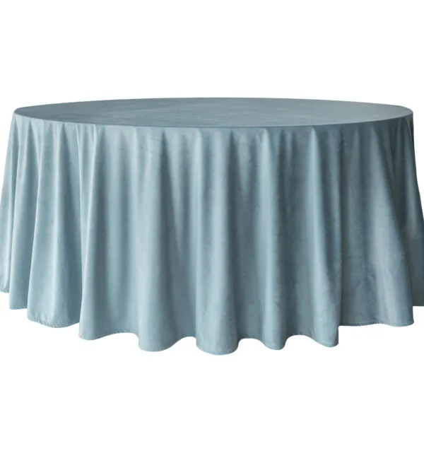 dusty blue o1 Obrus welurowy okrągły baby blue <br/> śr. 330 cm
