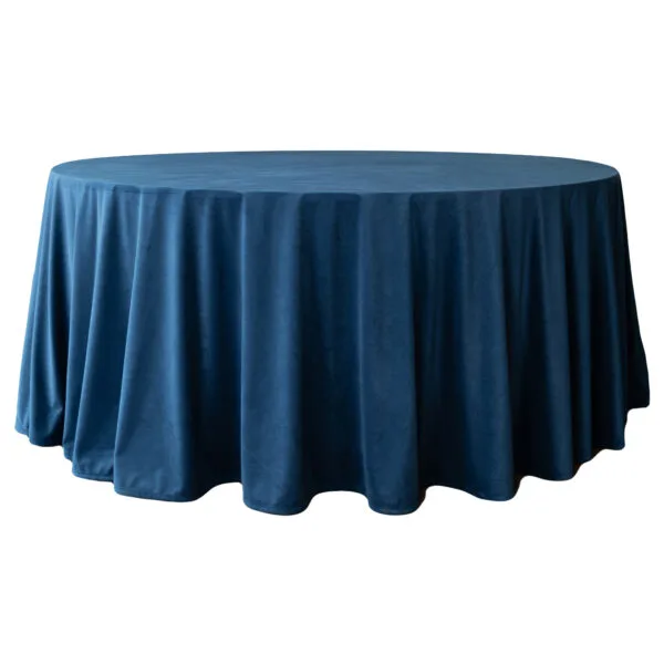 granat o1 Obrus welurowy okrągły granatowy <br/> śr. 330 cm