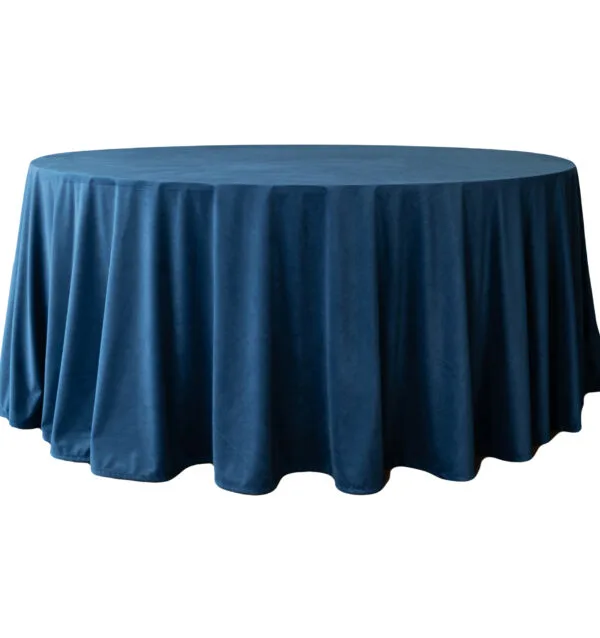 granat o1 Obrus welurowy okrągły granatowy <br/> śr. 330 cm