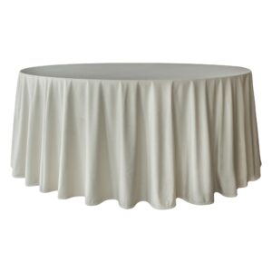 Obrus welurowy okrągły ivory / śmietanka <br/> śr. 330 cm