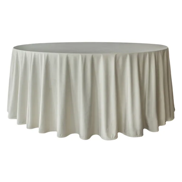 ivory o1 Obrus welurowy okrągły ivory / śmietanka <br/> śr. 330 cm