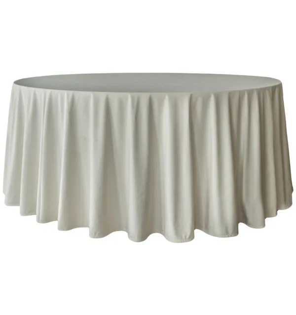 ivory o1 Obrus welurowy okrągły ivory / śmietanka <br/> śr. 330 cm