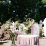 Obrus welurowy, okrągły w kolorze brudnego różu / dusty pink o średnicy 330 cm - obrazek 4