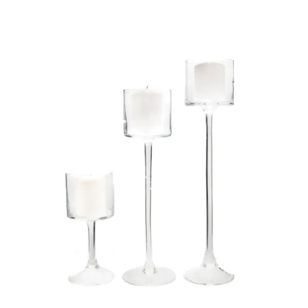 produkt-4.4 Szklany świecznik na nóżce - zestaw 3 szt.