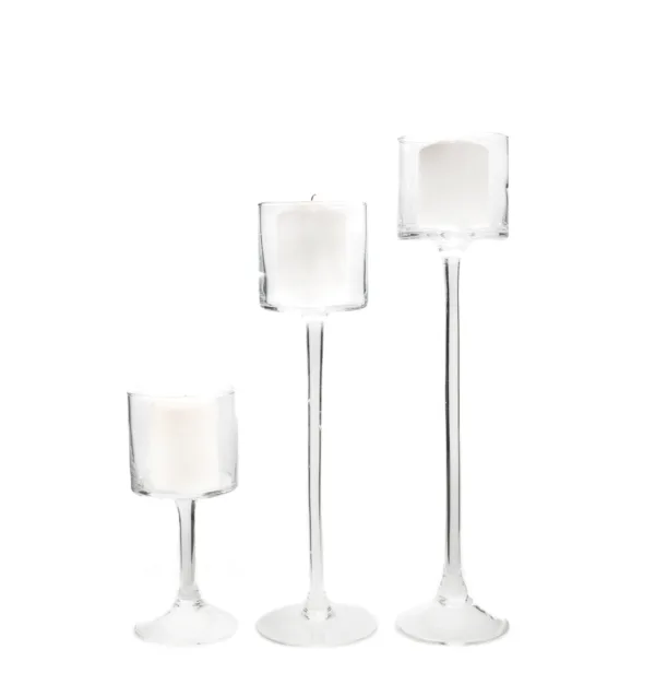 produkt-4.4 Szklany świecznik na nóżce - zestaw 3 szt.