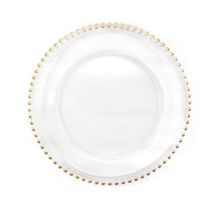 Szklany podtalerz ze złotymi kulkami