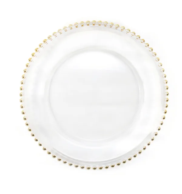 Szklany podtalerz ze złotymi kulkami