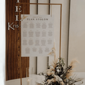 Złoty stojak na plan stołów lub tablicę powitalną 190 x 90 cm