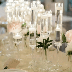 Szklane świeczniki na nóżce - lufka do świec pływających - zestaw 3 szt.