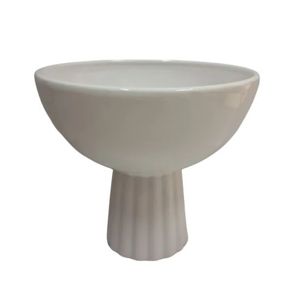 produkt-11.7 Ceramiczna misa naczynie na ryflowanej nóżce na niskie kompozycje kwiatowe