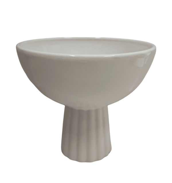 Ceramiczna misa naczynie na ryflowanej nóżce na niskie kompozycje kwiatowe