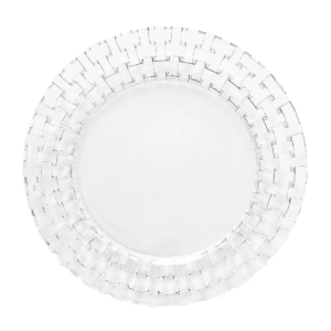 Szklany podtalerz vintage z plecionym brzegiem