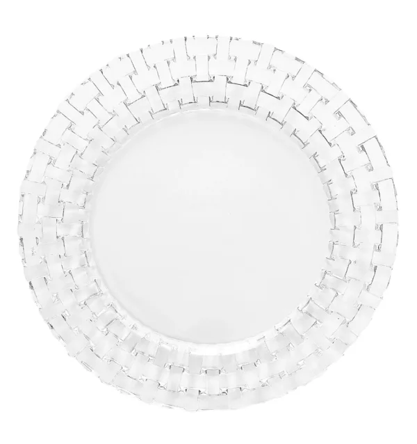 Szklany podtalerz vintage z plecionym brzegiem