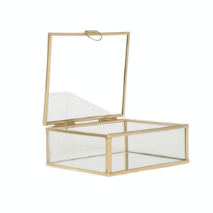 Szkatułka na obrączki złota metalowo szklana