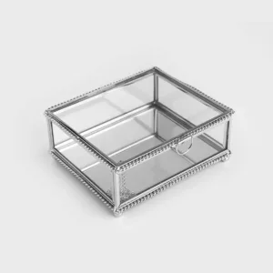 Zdjęcie produktu 11 Szkatułka na obrączki srebrna metalowo szklana