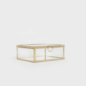 Szkatułka na obrączki złota metalowo szklana