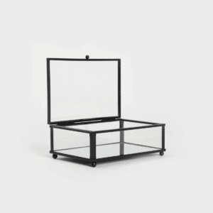 Szkatułka na obrączki czarna metalowo szklana