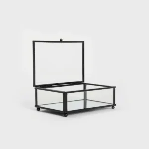 Zdjęcie produktu 8 Szkatułka na obrączki czarna metalowo szklana