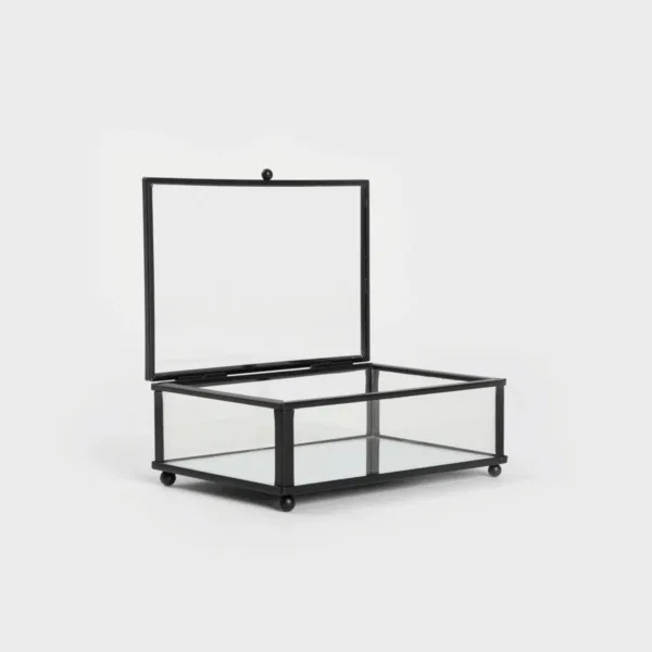 Zdjęcie produktu 8 Szkatułka na obrączki czarna metalowo szklana