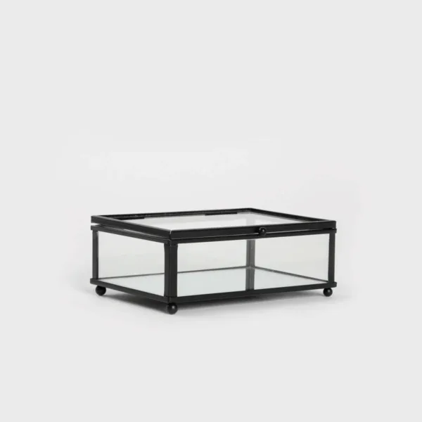 Zdjęcie produktu 9 Szkatułka na obrączki czarna metalowo szklana