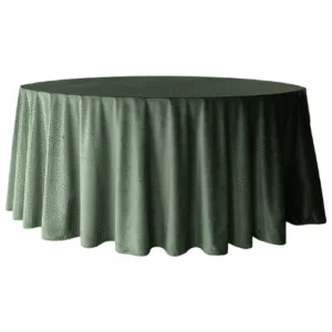 LESNA ZIELEN OBRUS OKRAGLY #1 Obrus welurowy okrągły oliwka / leśna zieleń <br/> śr. 330 cm