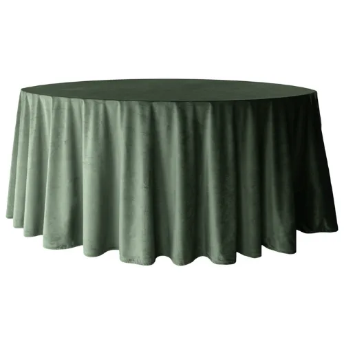 LESNA ZIELEN OBRUS OKRAGLY #1 Obrus welurowy okrągły oliwka / leśna zieleń <br/> śr. 330 cm