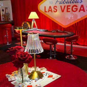 89349fc0-7360-4e0e-88d3-f902b07e50f5 Lampka stołowa LED - złota z transparentnym kloszem