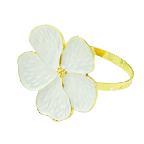 BIAŁA OBRĄCZKA #1 Obrączka / pierścień na serwety - biały kwiat