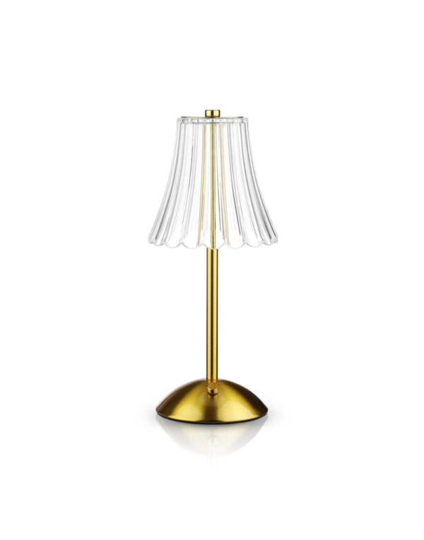 IMG_9162 Lampka stołowa LED - złota z transparentnym kloszem