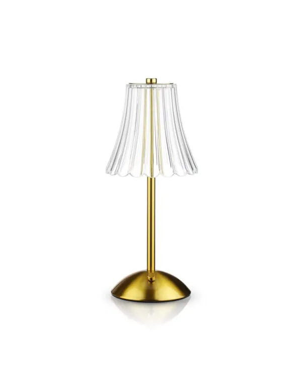 IMG_9162 Lampka stołowa LED - złota z transparentnym kloszem