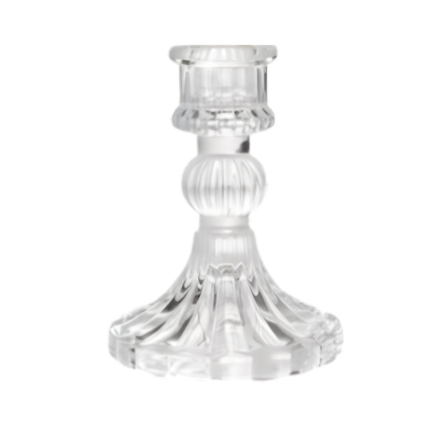 NISKI SZKLANY ŚWIECZNIK #1 Szklany świecznik o kryształowej fakturze