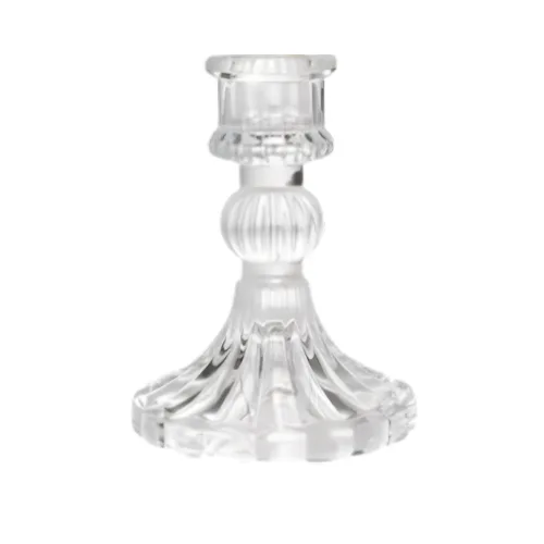 NISKI SZKLANY ŚWIECZNIK #1 Szklany świecznik o kryształowej fakturze