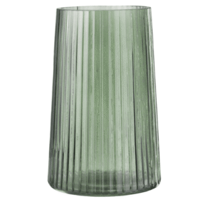 Zielony ryflowany wazon / świecznik