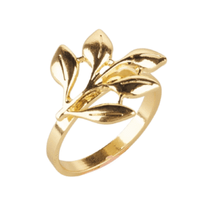 Złota obrączka na serwety / pierścień - liść