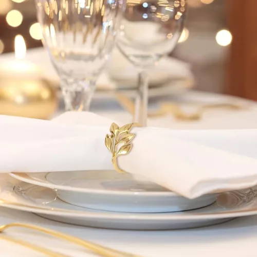 ZŁOTA OBRĄCZKA #2 Złota obrączka na serwety / pierścień - liść